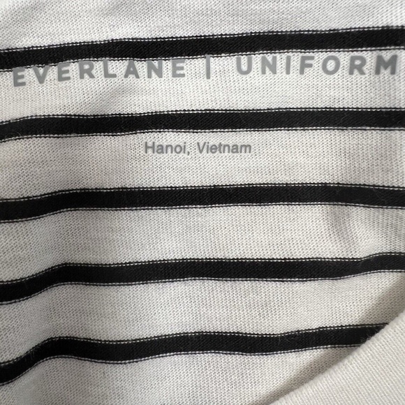 Everlane T-Shirt Essential Organic Crew Neck Pullover Stripe Black White Men XXL - Picture 7 of 11